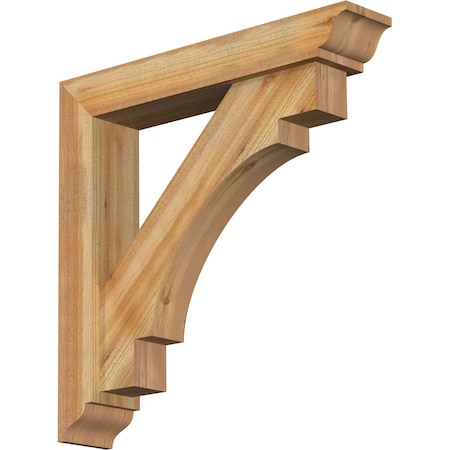 Ekena Millwork Merced Traditional Rough Sawn Bracket w/ Offset Brace, Western Red Cedar, 6"W x 32"D x 32"H BKT0604X32X32MRC01RWR